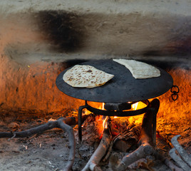 pancake cooked in wood fire