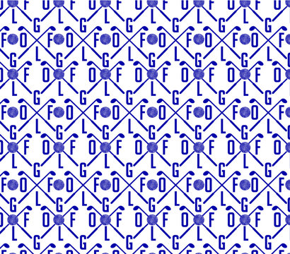 Golf sports pattern background print and embroidery graphic design vector art