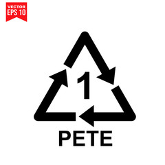 Plastic recycling symbol PETE 1, Wrapping Plastic, Label. Packing Sign for Food.Vector Design