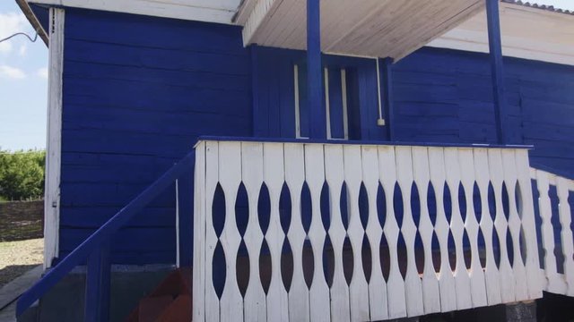 Traditional russian country cabin house izba in village