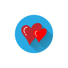 hearts colorful flat icon with shadow. wedding flat icon