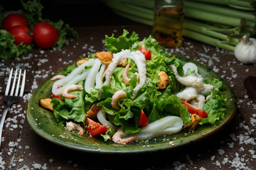Salad with squid octopus shrimp mussels
