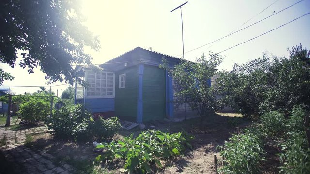 Traditional russian country cabin house izba in village