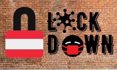 Austria Lockdown for Coronavirus Outbreak quarantine. Covid-19 Pandemic Crisis Emergency. Austria flag lockdown concept illustration

