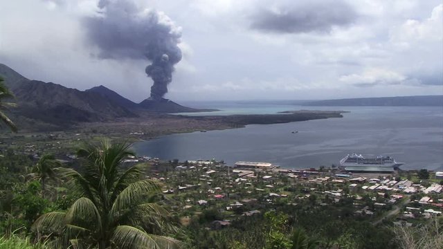 Volcano erupting on Papua New guinea Rabaul 
