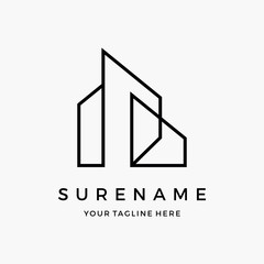  Architecture Building line art logo design inspiration vector icon illustration custom logo design vector