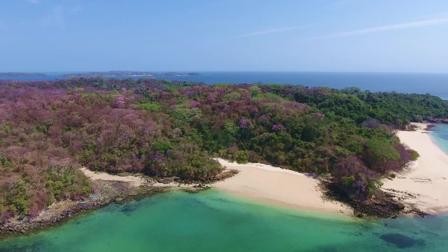 Chapera South Side with Aerial View of Sailing Yacht in the Las Perlas Islands with White Sand and Coral Beaches
