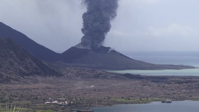 Volcano erupting on Papua New guinea Rabaul 