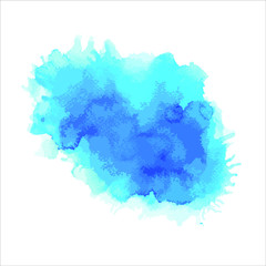 blue splash of  paint watercolor on white.Vector Eps10