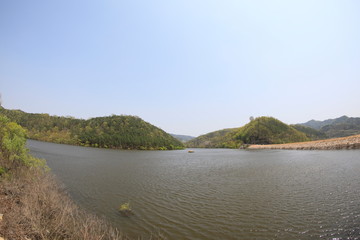 봄날 호수가의 아름다운 풍경