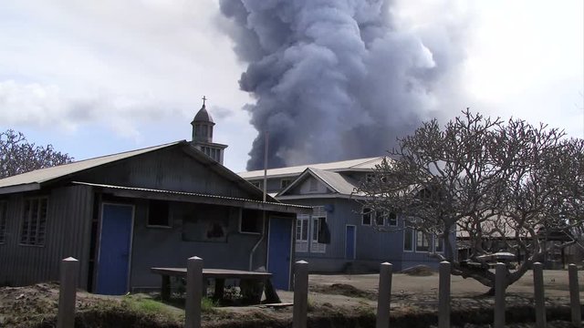 Volcano erupting on Papua New guinea Rabaul 