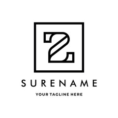 Initial letter Z typography logo design line art logo inspiration vector icon illustration custom logo design vector