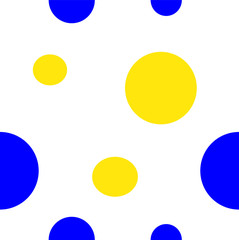 seamless pattern with yellow and blue circles isolated on a white background for fabric and Wallpaper
