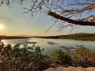 sunset over the river