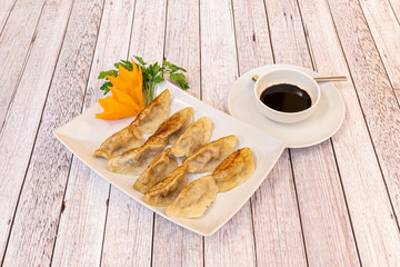 Picture of gyozas in restaurant