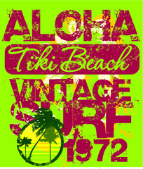 Palm beach retro style graphic design vector art