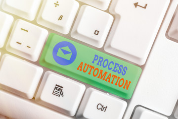 Word writing text Process Automation. Business photo showcasing Transformation Streamlined Robotic...