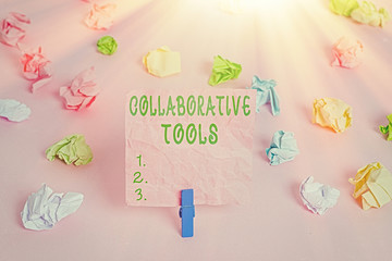 Handwriting text Collaborative Tools. Conceptual photo Private Social Network to Connect thru...