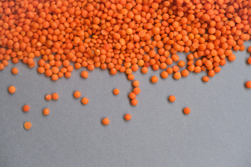 Lentils on the grey background.Concept of healthy eating.