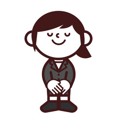 ビジネス　スーツ　全身　女性　お辞儀　挨拶　礼