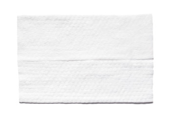 Wet wipe isolated on white background. Single clean desinfecting antibacterial towel folded top view - obrazy, fototapety, plakaty