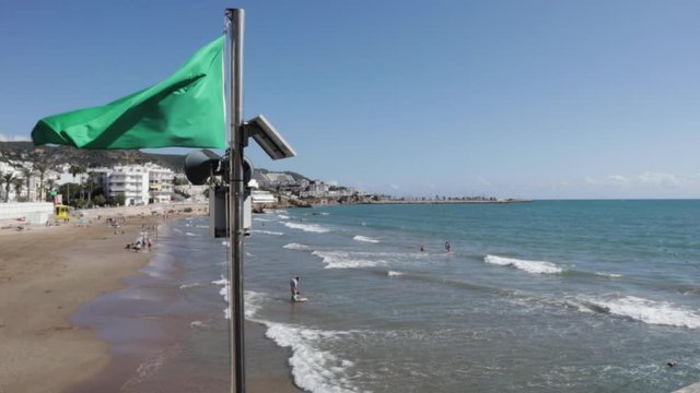 San Sebastian beach in sitges/ green flag