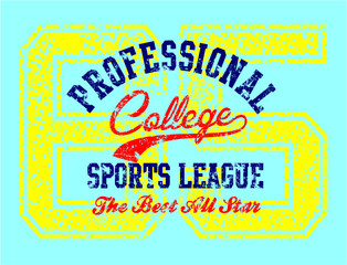 College Professional sports print embroidery graphic design vector art