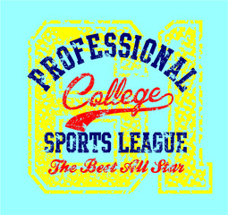 College Professional sports print embroidery graphic design vector art