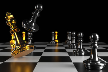 3D Rendering Chess board game for ideas and competition and strategy, Business strategy concept,Management or leadership concept,The best solution to meet target objective and goal,3D Figure