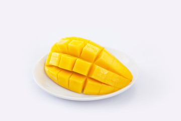 Mango fruit with mango cubes. juice mango slice