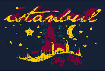 istanbul city print and embroidery graphic design vector art