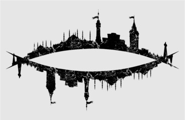 Fototapeta premium istanbul city print and embroidery graphic design vector art