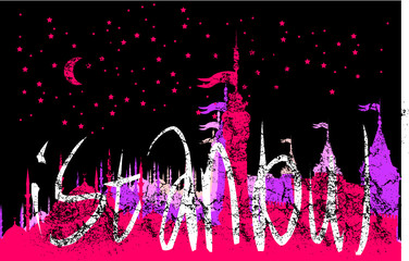 istanbul city print and embroidery graphic design vector art