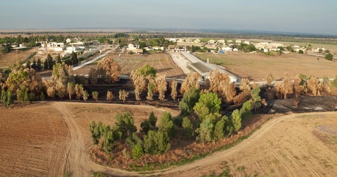 Strip Of Forest Burned Due To Rockets During War In Gaza. Israel.