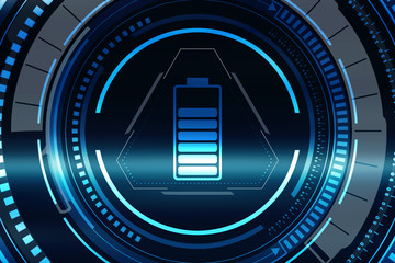 2d rendering Electrical energy and power supply source concept, accumulator battery with charging level indicator