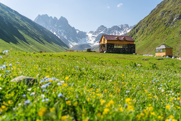 Juta valley with Chauki mountain in Caucasus mountains range in Georgia © skazzjy