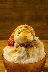 和風ほうじ茶 かき氷　japanese type of epidemic shaved ice
