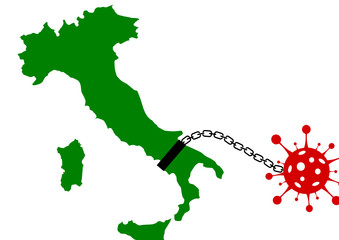 Italia con catena coronavirus colore