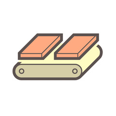 Wood floor production industry and testing vector icon design.
