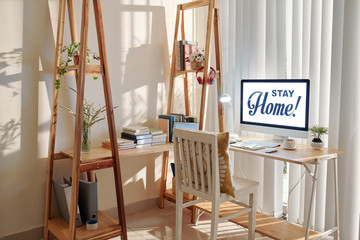 Workspace of freelancer or person working from home during pandemic period
