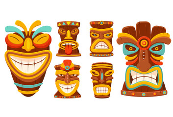 Set of tiki tribal mask