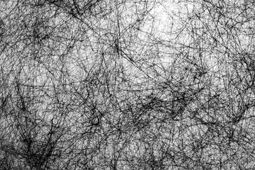 hand draw abstract background of black Fiber lines on white background