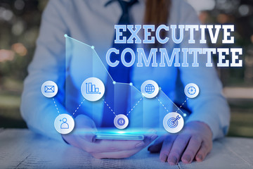 Writing note showing Executive Committee. Business concept for Group of Directors appointed Has...