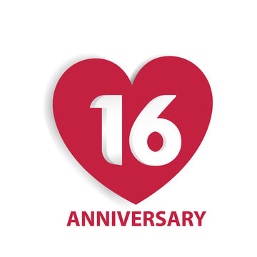 16 Years Anniversary Logo Celebration With Love