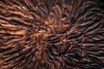 Hand carved texture. Black walnut wood texture background. Knife carved texture background.