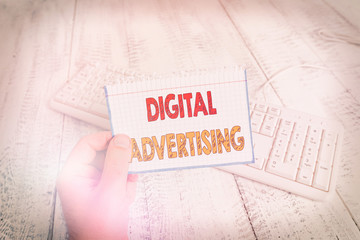 Text sign showing Digital Advertising. Business photo text Online Marketing Deliver Promotional...