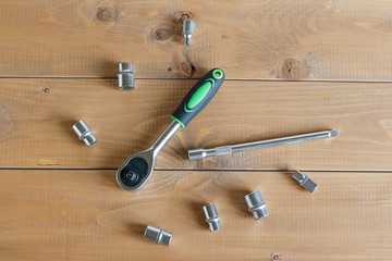 set of tools on wood