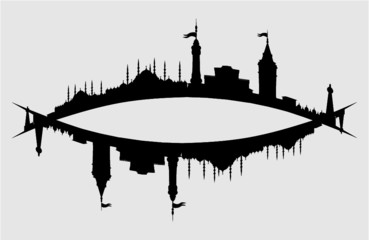 Naklejka premium istanbul city skyline print and embroidery graphic design vector art