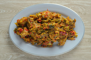 Ayam balado. Indonesian food made from chicken cooked with chili. has a savory and spicy taste. 