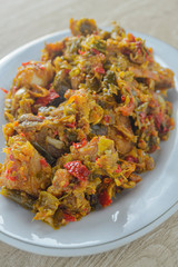 Ayam balado. Indonesian food made from chicken cooked with chili. has a savory and spicy taste. 